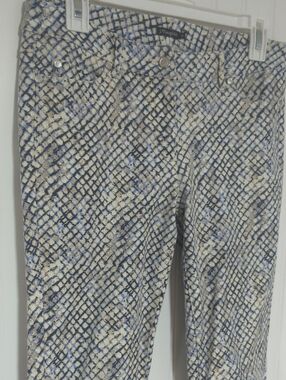J. McLaughlin Blue & Cream Skinny Jeans — Printed Slim Fit